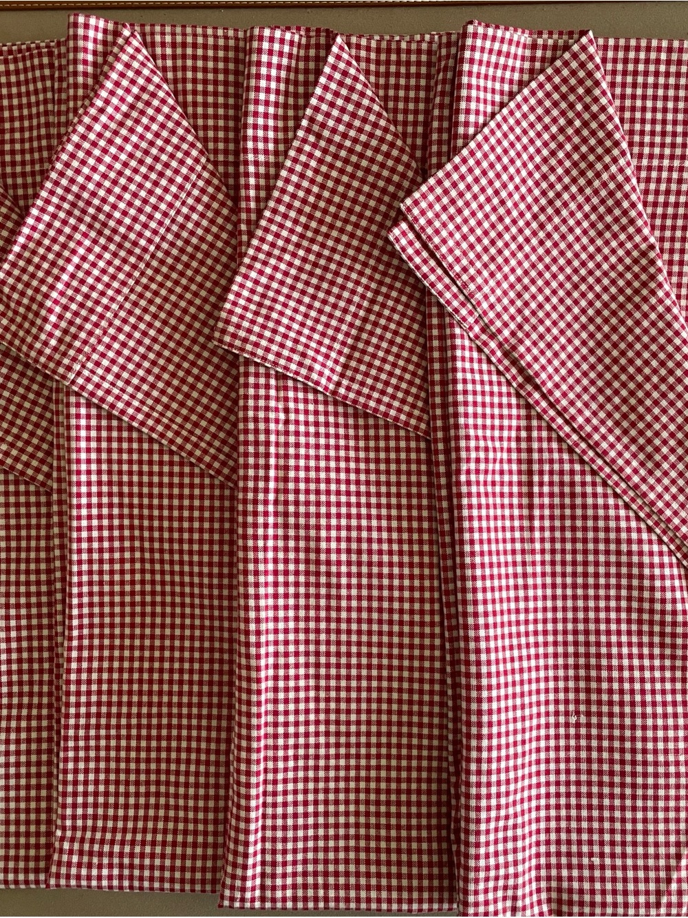 Pottery Barn Kids Red and White Gingham 4-Piece Set of Curtains